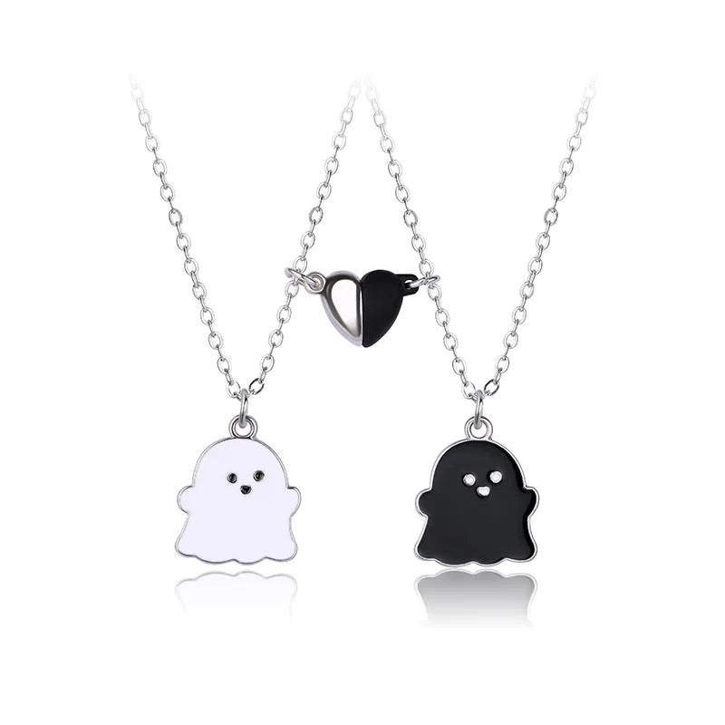Metallic Matching Heart Necklace