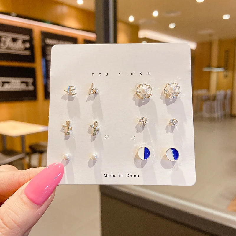 Silver Needle Stud Earrings with different motives