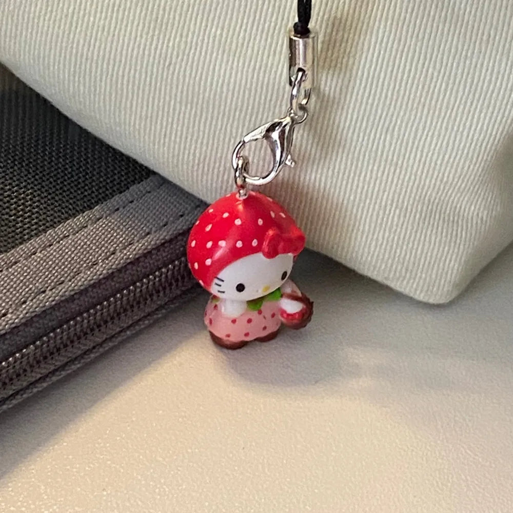 Strawberry Hello Kitty Mobile Phone Pendant or Keychain