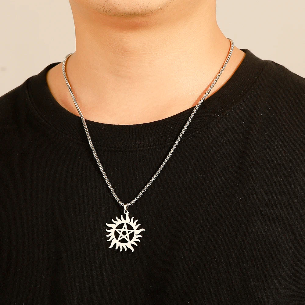 Skyrim Shining Sun Pentagram Necklace