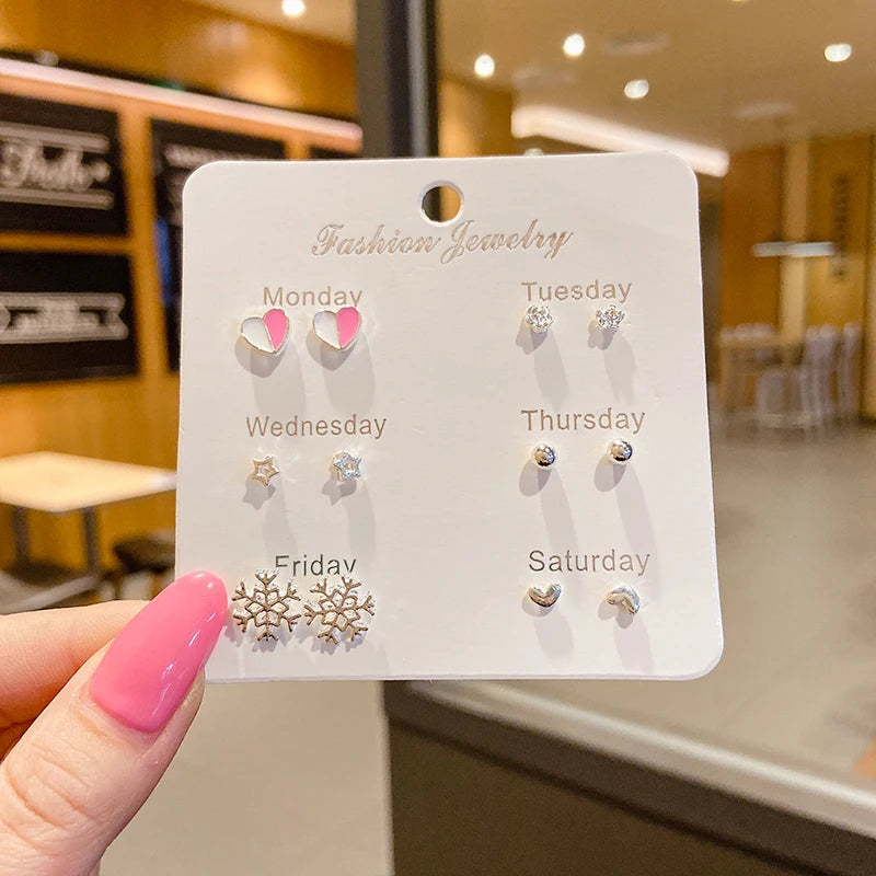 Silver Needle Stud Earrings with different motives
