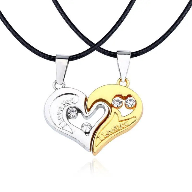 Metallic Matching Heart Necklace