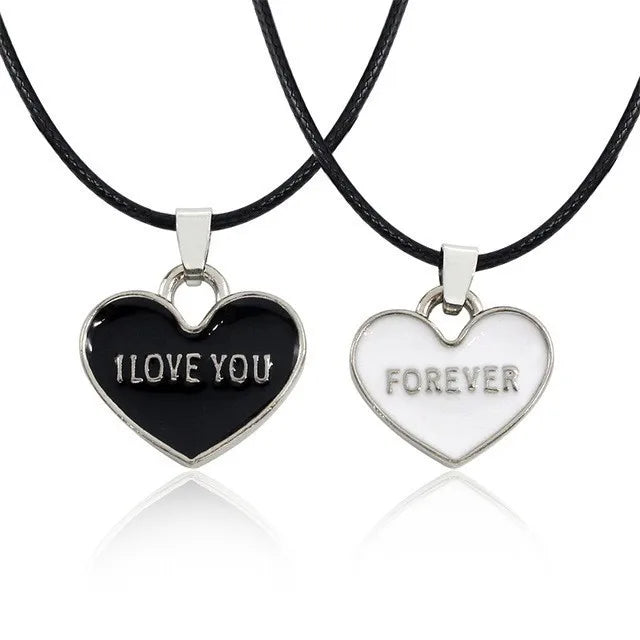 Metallic Matching Heart Necklace