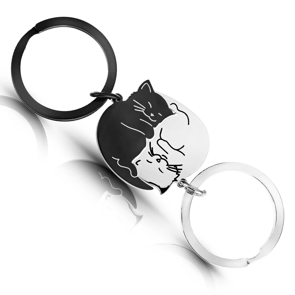 Cat YinYang Matching Keychain