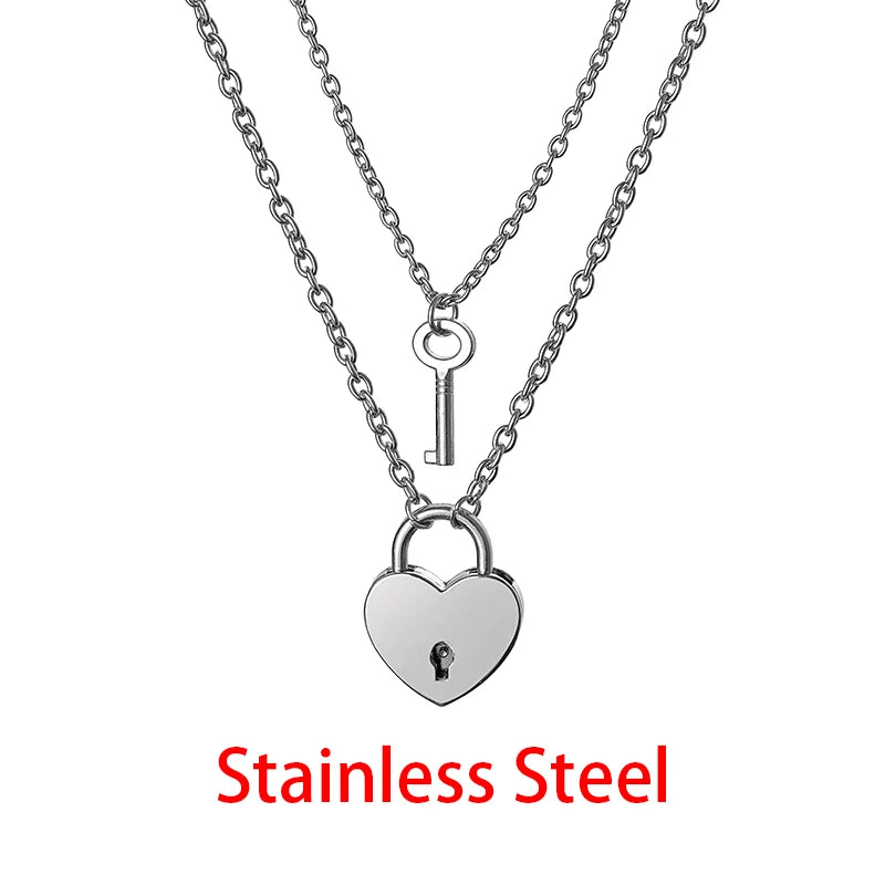 Metallic Matching Heart Necklace