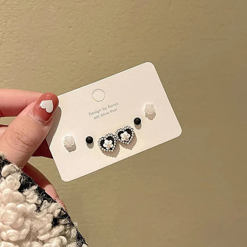 Silver Needle Stud Earrings with different motives