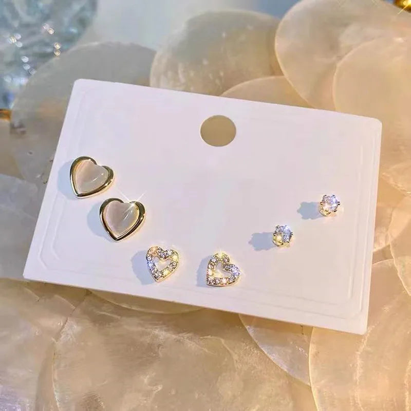 Silver Needle Stud Earrings with different motives