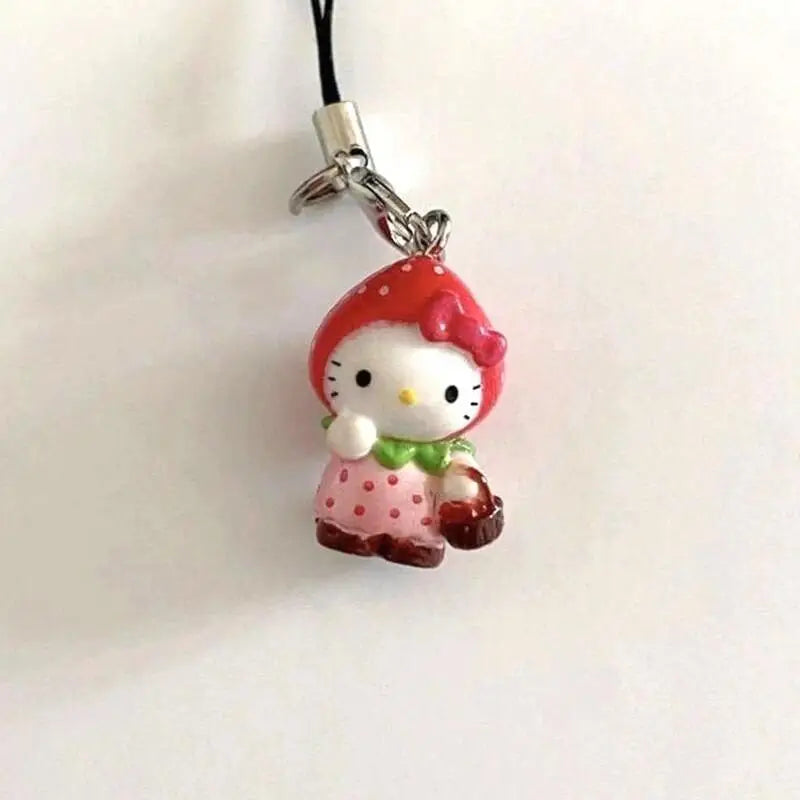 Strawberry Hello Kitty Mobile Phone Pendant or Keychain