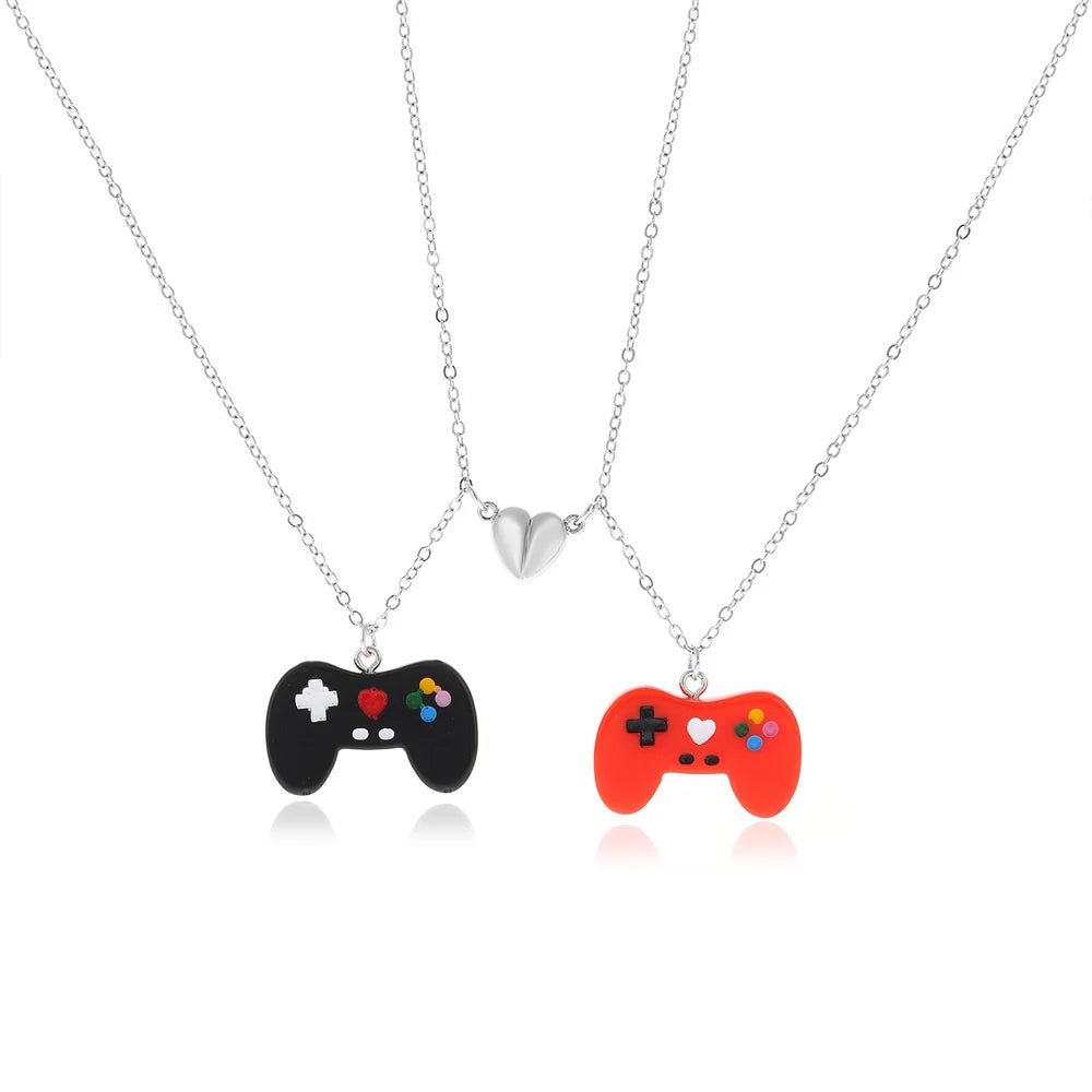 Metallic Matching Heart Necklace