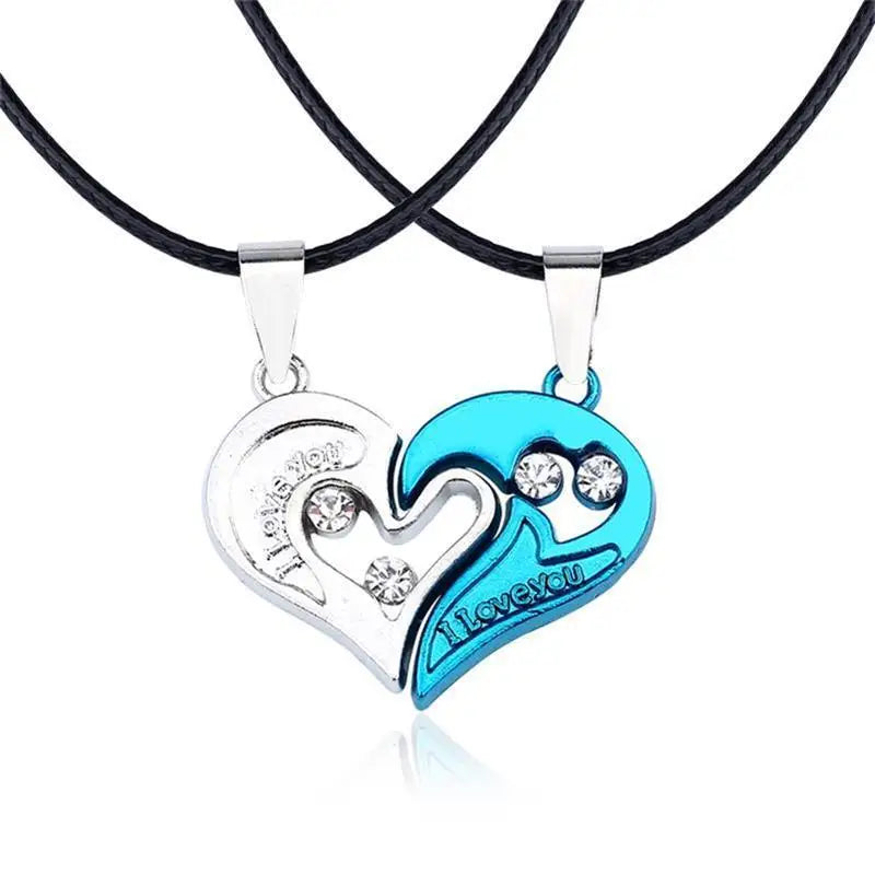 Metallic Matching Heart Necklace