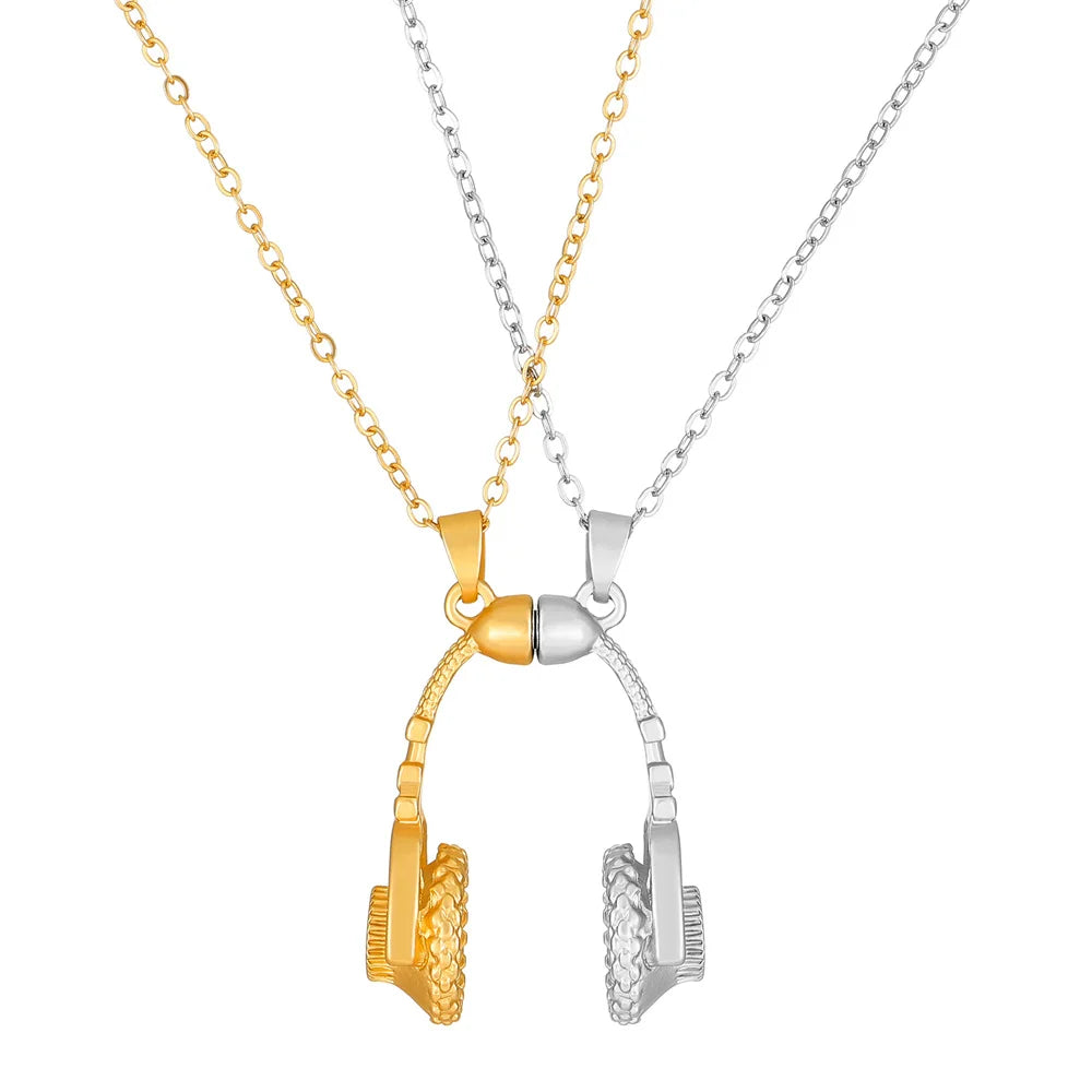 Metallic Matching Heart Necklace