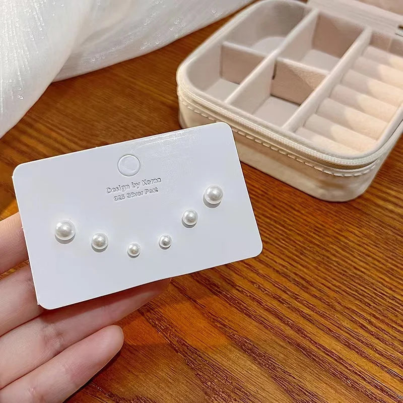 Silver Needle Stud Earrings with different motives