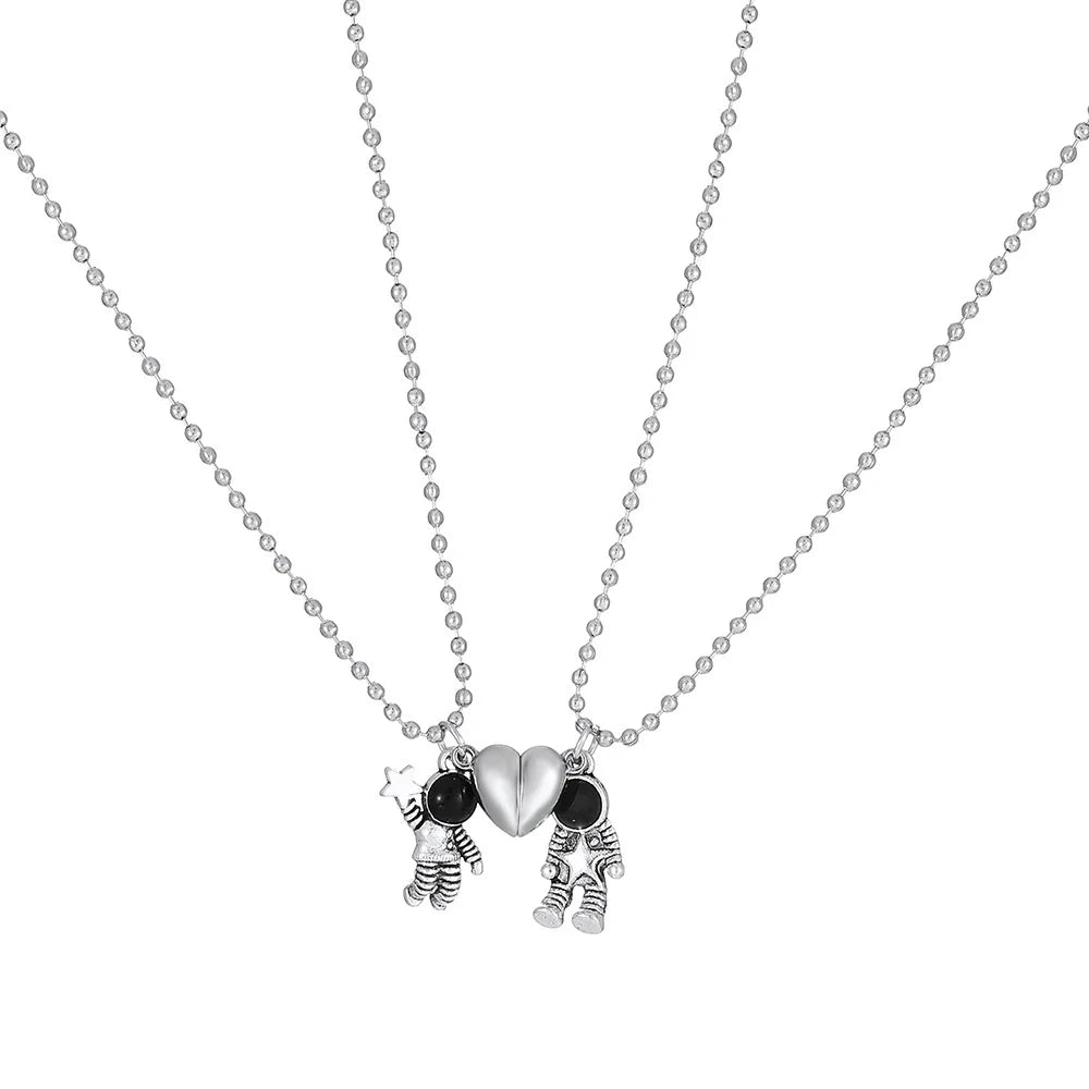 Metallic Matching Heart Necklace