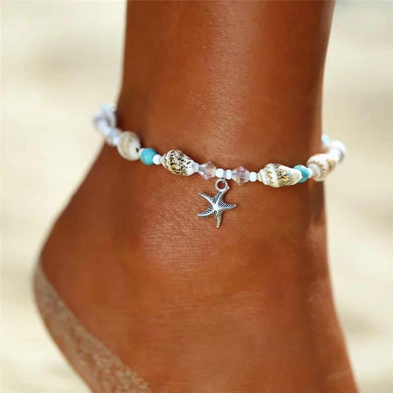Bohemian Gold Siilver Color Butterfly Anklets For Women Fashion Beads Anklet Summer Beach Ankle Bracelet Foot Chain Jewelry