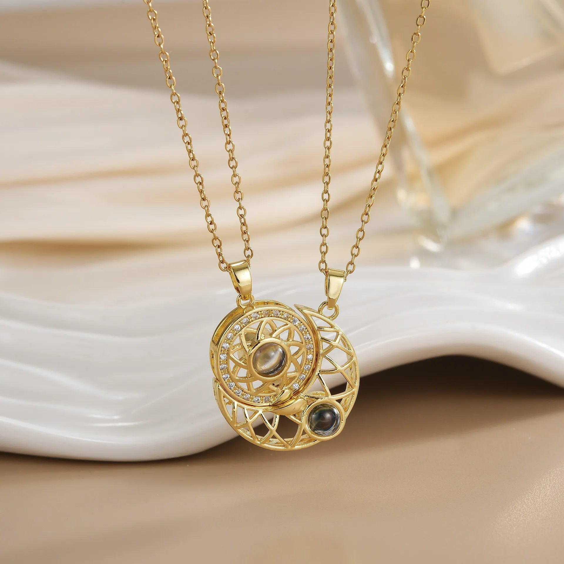 Couples Magnetic Necklaces Sun and Moon Angel Hug Heart Pendant Friendship Matching Necklaces for Birthdays Anniversaries