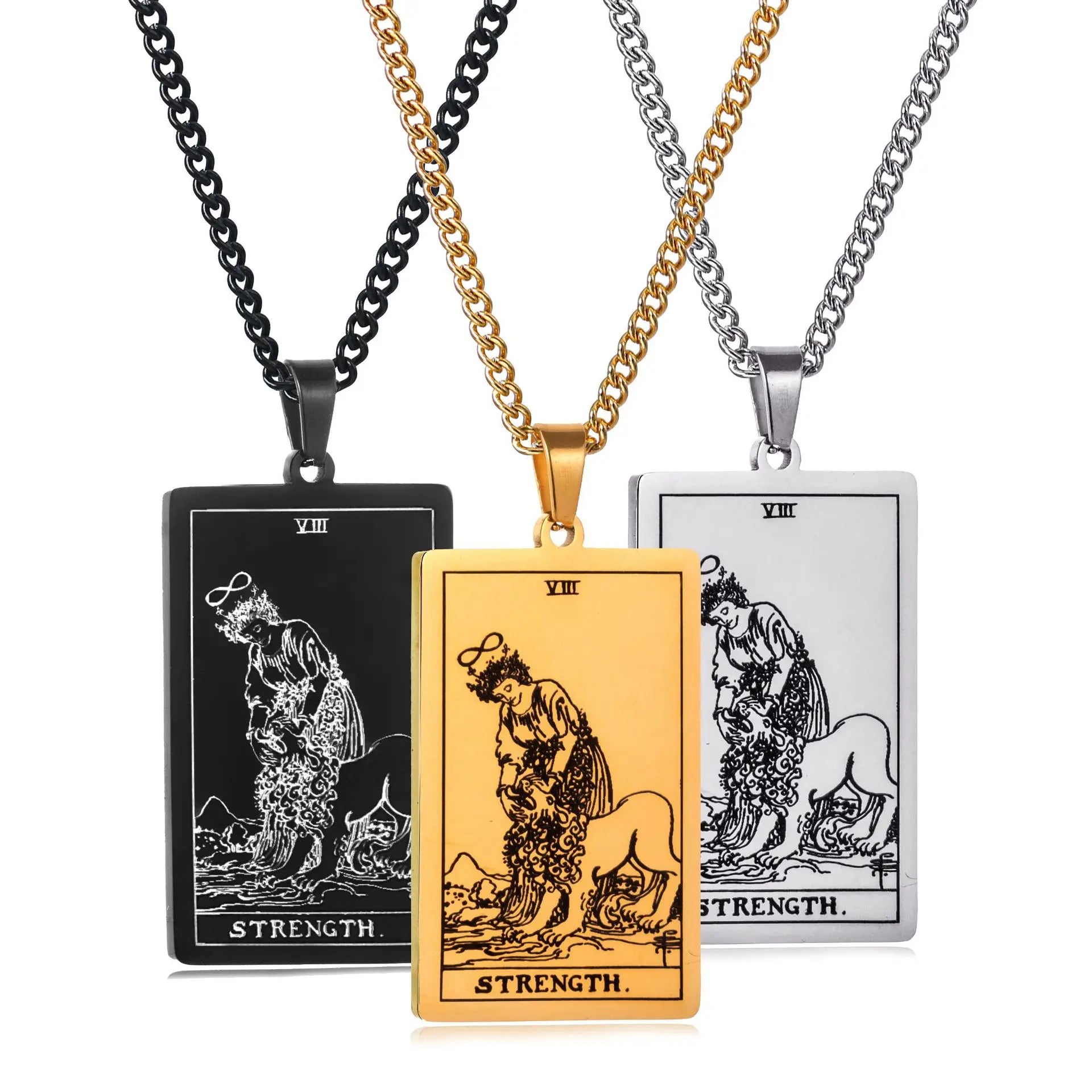 Chain Necklace Stainless Steel 22 Tarot Cards Necklace  Personality Pendant Neck Jewelry for Men/Woman Newest Design Wholesale
