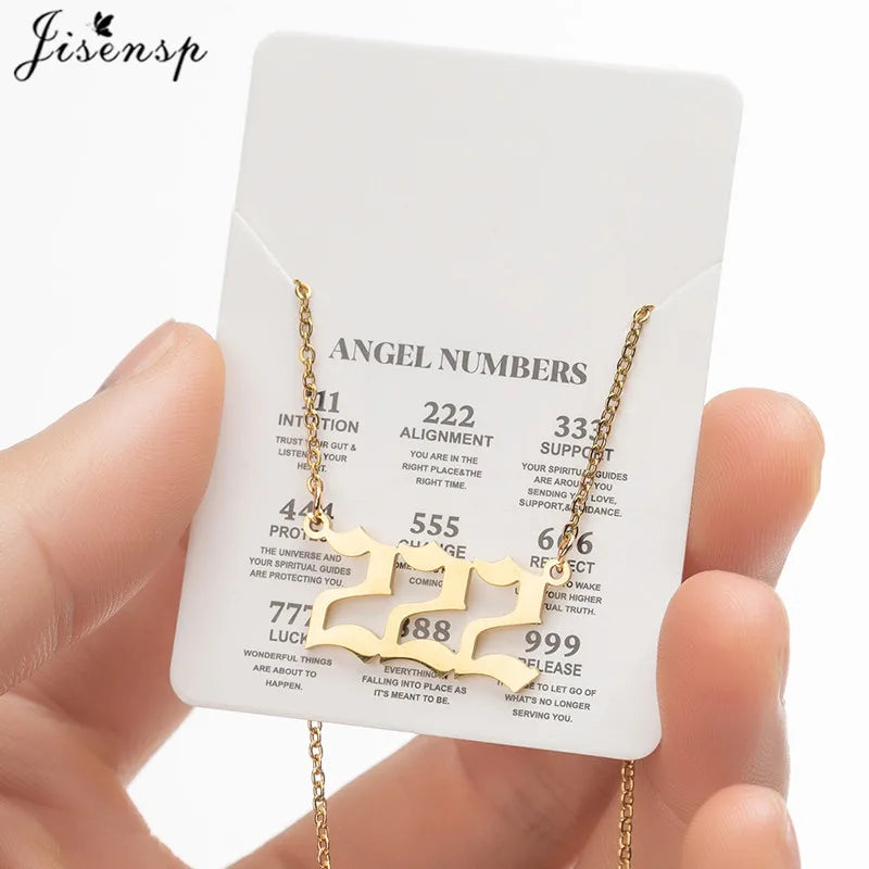 Stainless Steel Angel Number Lucky Numbers Necklaces 111 222 333 444 555 888 999 777 666 Pendant Necklace Charms Jewelry