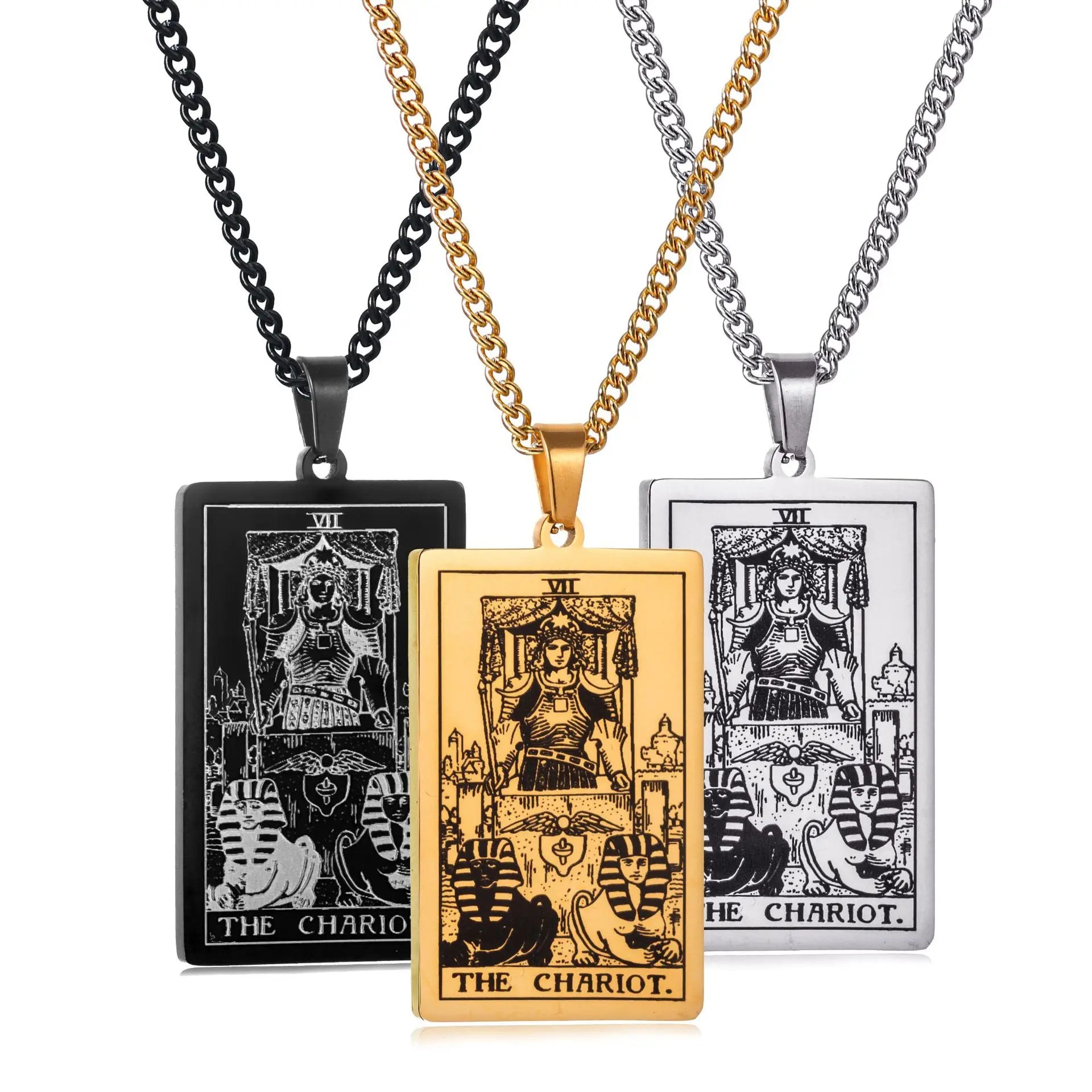 Chain Necklace Stainless Steel 22 Tarot Cards Necklace  Personality Pendant Neck Jewelry for Men/Woman Newest Design Wholesale