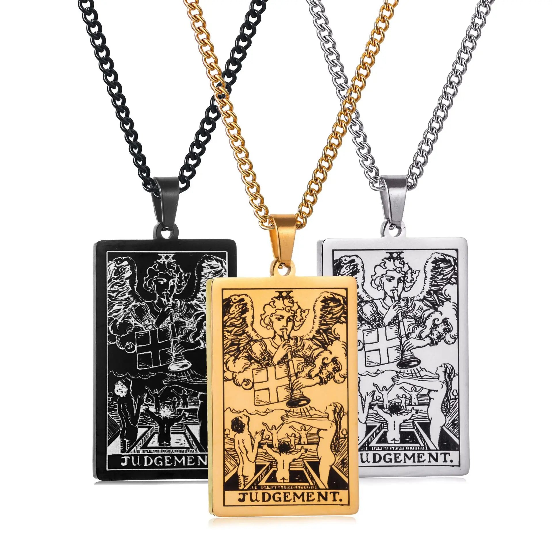 Chain Necklace Stainless Steel 22 Tarot Cards Necklace  Personality Pendant Neck Jewelry for Men/Woman Newest Design Wholesale