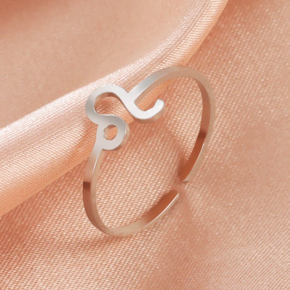 Stainless Steel Zodiac Rings 12 Constellations Open Ring for Women Aries Leo Virgo Gemini Libra Pisces Scorpio Birthday Gifts