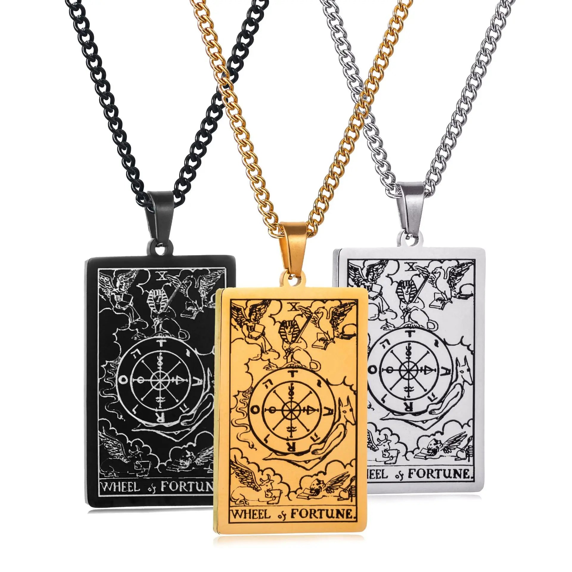 Chain Necklace Stainless Steel 22 Tarot Cards Necklace  Personality Pendant Neck Jewelry for Men/Woman Newest Design Wholesale
