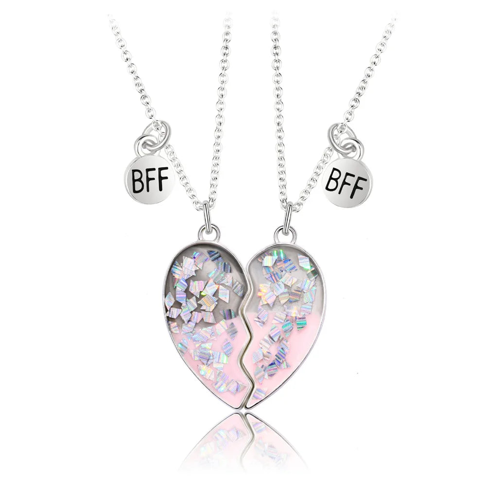 2pcs/Set Heart BFF Necklace for Women Adjustable Chain Magnet DIY Heart Butterfly Friendship Collar Best Friends Jewelry Gifts