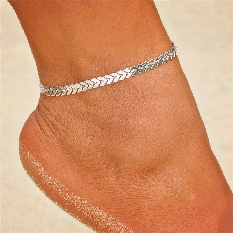 Modyle New Fashion Bohemian Simulated Pearl Chain Wedding Anklet Bracelet for Women Gold Color Shell Pendant Anklet Jewelry Gift