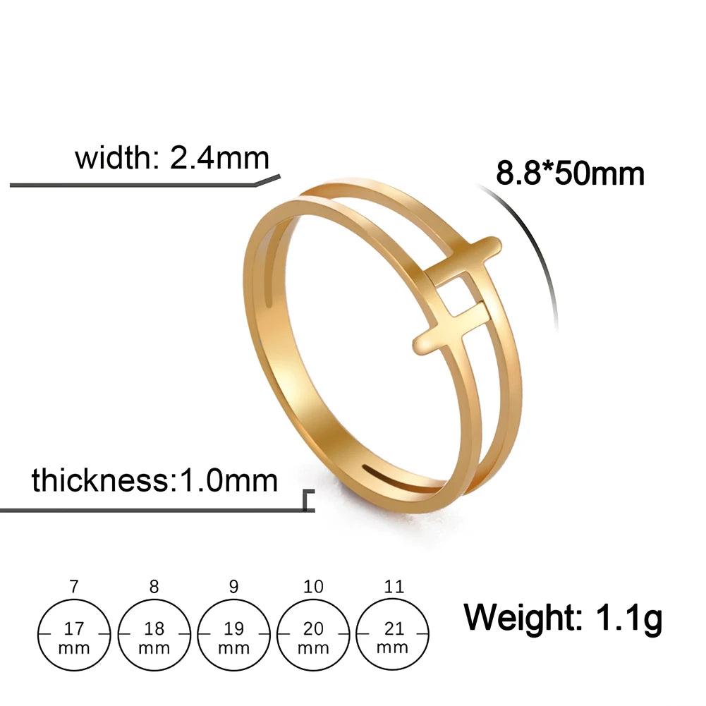 COOLTIME Gothic Cross Couple Rings Stainless Steel Silver Color Jesus Cross Finger Ring for Men Women Punk Jewelry Wedding Gift
