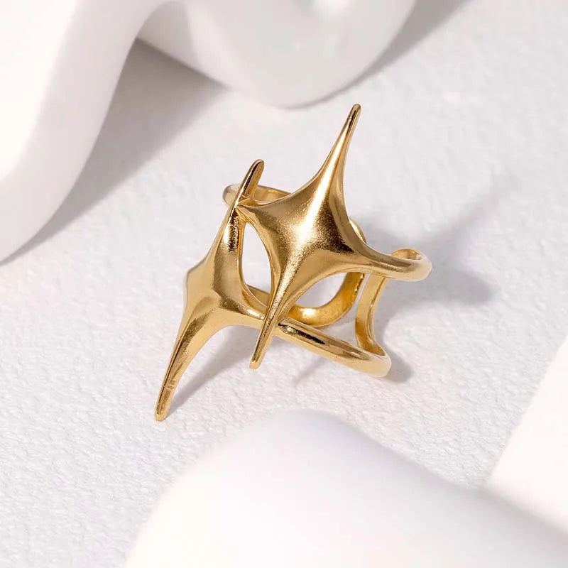 Stainless Steel Star Moon Sun Open Rings For Women Punk Hip Hop Metal Multilayer Finger Rings Jewelry Accessories Gift