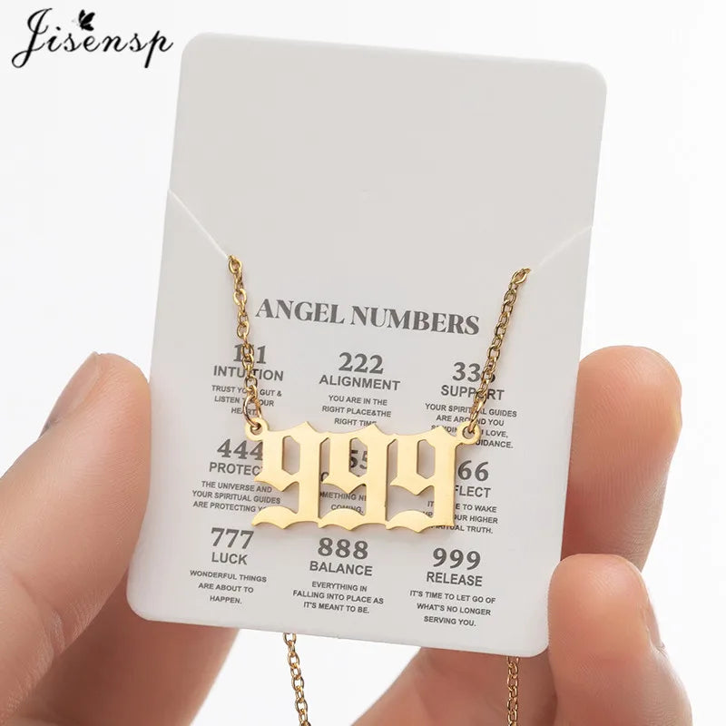Stainless Steel Angel Number Lucky Numbers Necklaces 111 222 333 444 555 888 999 777 666 Pendant Necklace Charms Jewelry