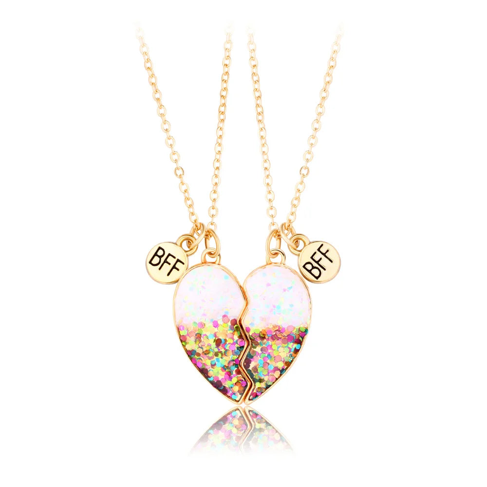 2pcs/Set Heart BFF Necklace for Women Adjustable Chain Magnet DIY Heart Butterfly Friendship Collar Best Friends Jewelry Gifts