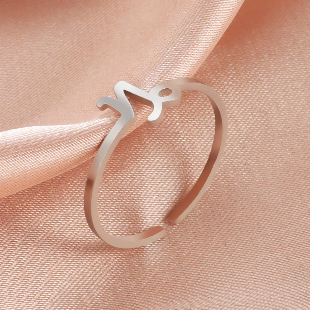 Stainless Steel Zodiac Rings 12 Constellations Open Ring for Women Aries Leo Virgo Gemini Libra Pisces Scorpio Birthday Gifts