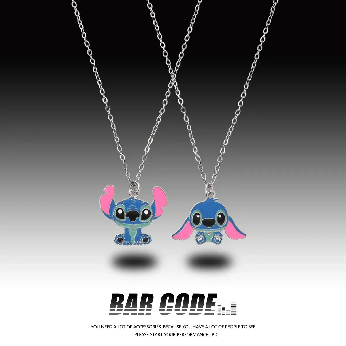 Disney Fashion Cartoon Cute Big Ear Stitch Couple Necklace Personalized Hip Hop Pendant Sweater Chain