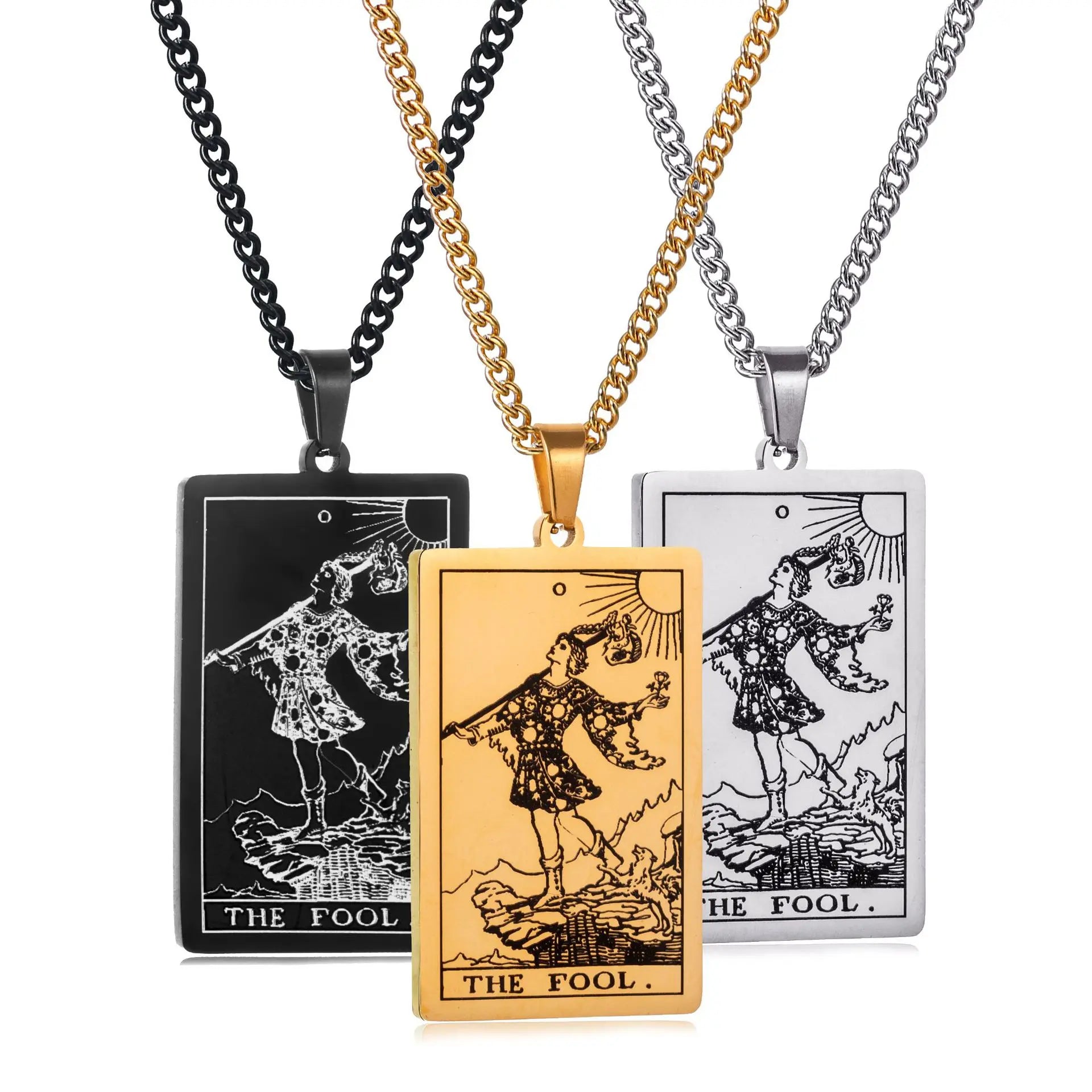 Chain Necklace Stainless Steel 22 Tarot Cards Necklace  Personality Pendant Neck Jewelry for Men/Woman Newest Design Wholesale