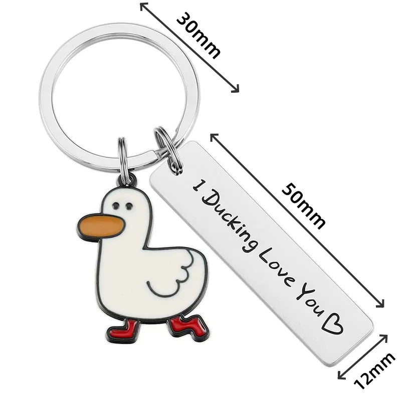 Funny Lover Gift I Ducking Love You Cute Duck Pun Keychain Couples Jewelry Valentine’s Day Gift for Boyfriend Girlfriend