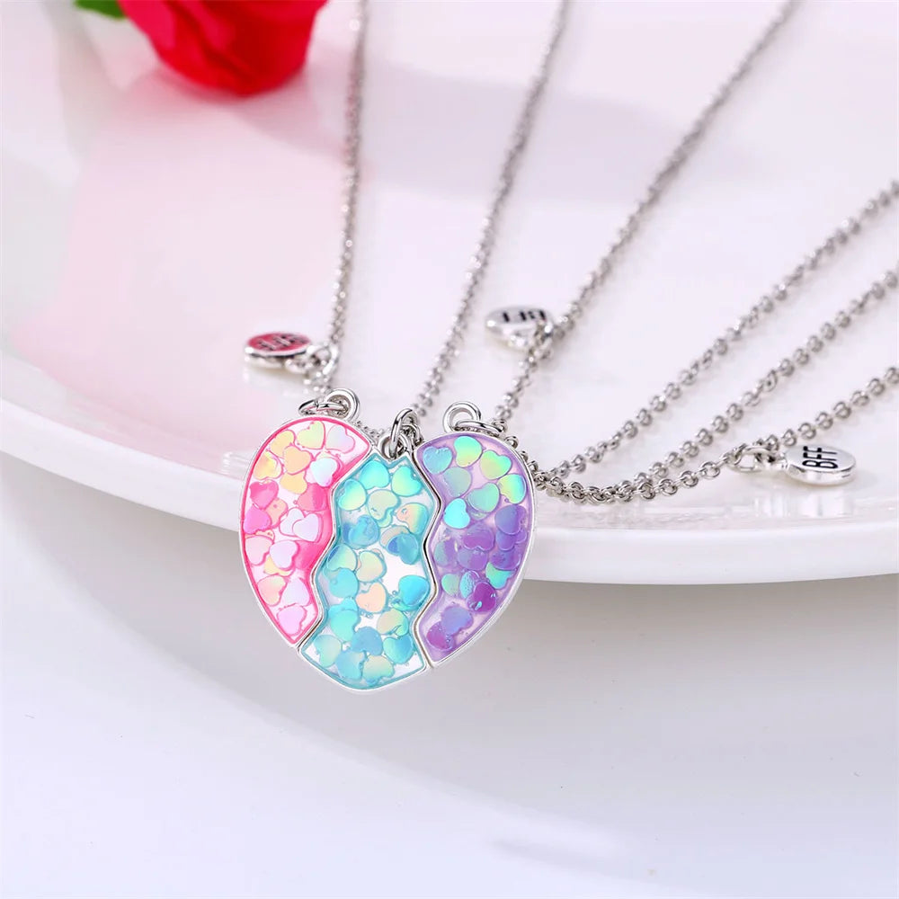 2pcs/Set Heart BFF Necklace for Women Adjustable Chain Magnet DIY Heart Butterfly Friendship Collar Best Friends Jewelry Gifts