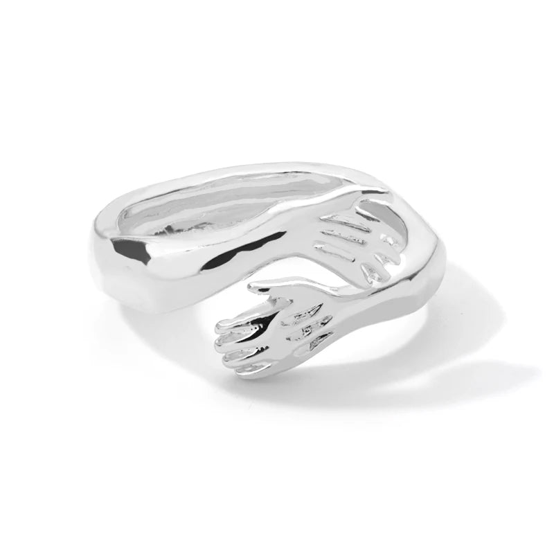 Gothic Hug Muscle Hands Rings For Women Men Adjustable Open Hug Hands Ring Party Wedding Couple Vintage Jewelry Anillos Bague