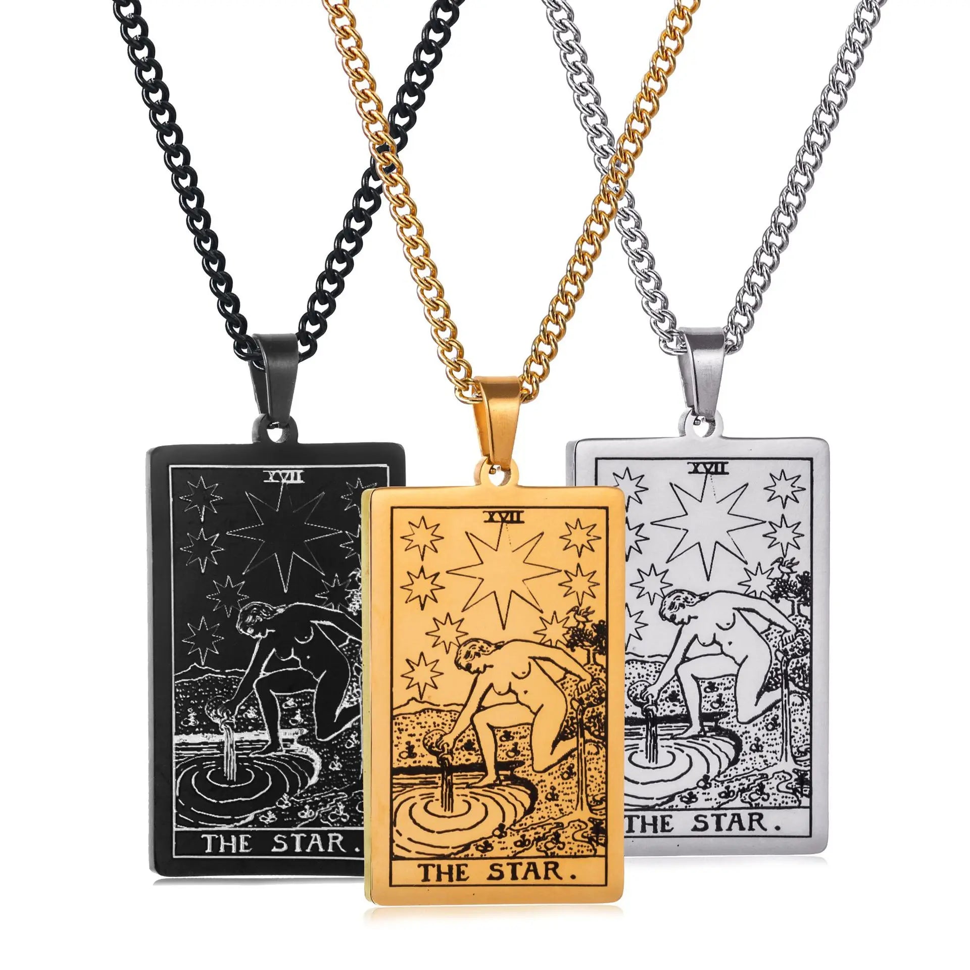 Chain Necklace Stainless Steel 22 Tarot Cards Necklace  Personality Pendant Neck Jewelry for Men/Woman Newest Design Wholesale