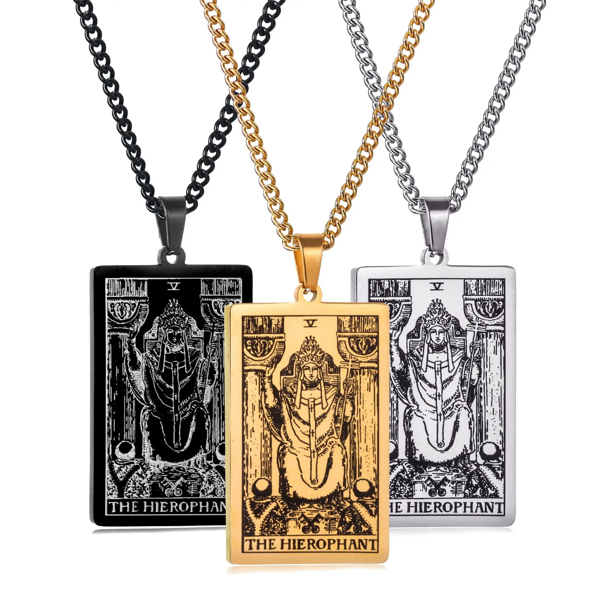 Chain Necklace Stainless Steel 22 Tarot Cards Necklace  Personality Pendant Neck Jewelry for Men/Woman Newest Design Wholesale