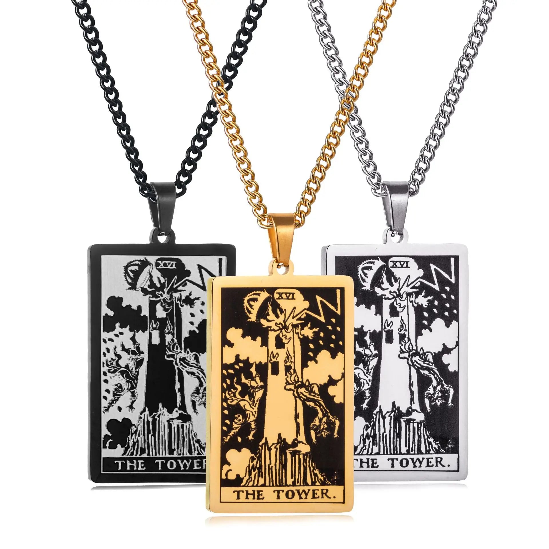 Chain Necklace Stainless Steel 22 Tarot Cards Necklace  Personality Pendant Neck Jewelry for Men/Woman Newest Design Wholesale