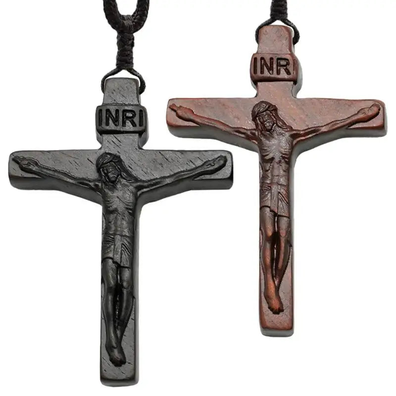 Jesus Cross Wooden Necklace Cross Pendant Necklace wood Cross Necklace christian Catholic Jesus Crucifix Necklace Accessories