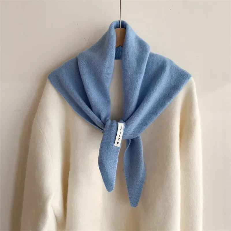 British Korean Triangle Scarf  Niche Wool  Triangular Scarf Women Headscarf Knitted Scarf Multi-functional Warm Knitted Scarf