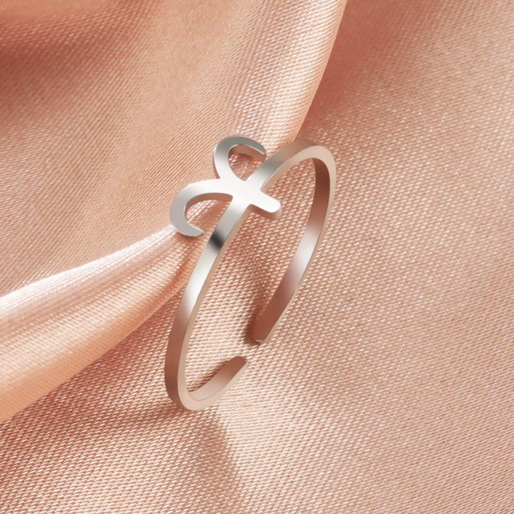 Stainless Steel Zodiac Rings 12 Constellations Open Ring for Women Aries Leo Virgo Gemini Libra Pisces Scorpio Birthday Gifts