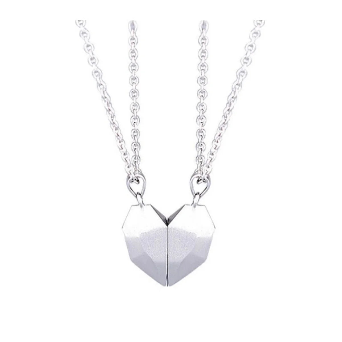 2Pcs Magnetic Heart Couple Necklace For Women Valentine's Day Sweater Chain For Best Friend Lovers Wedding Party Gift Jewelry