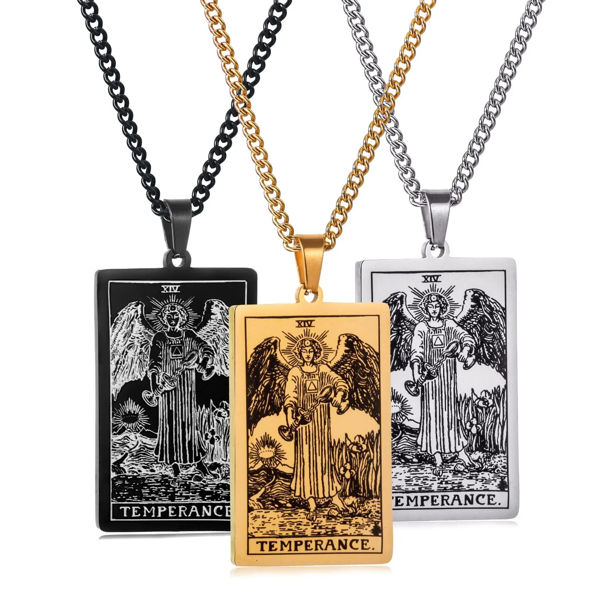 Chain Necklace Stainless Steel 22 Tarot Cards Necklace  Personality Pendant Neck Jewelry for Men/Woman Newest Design Wholesale