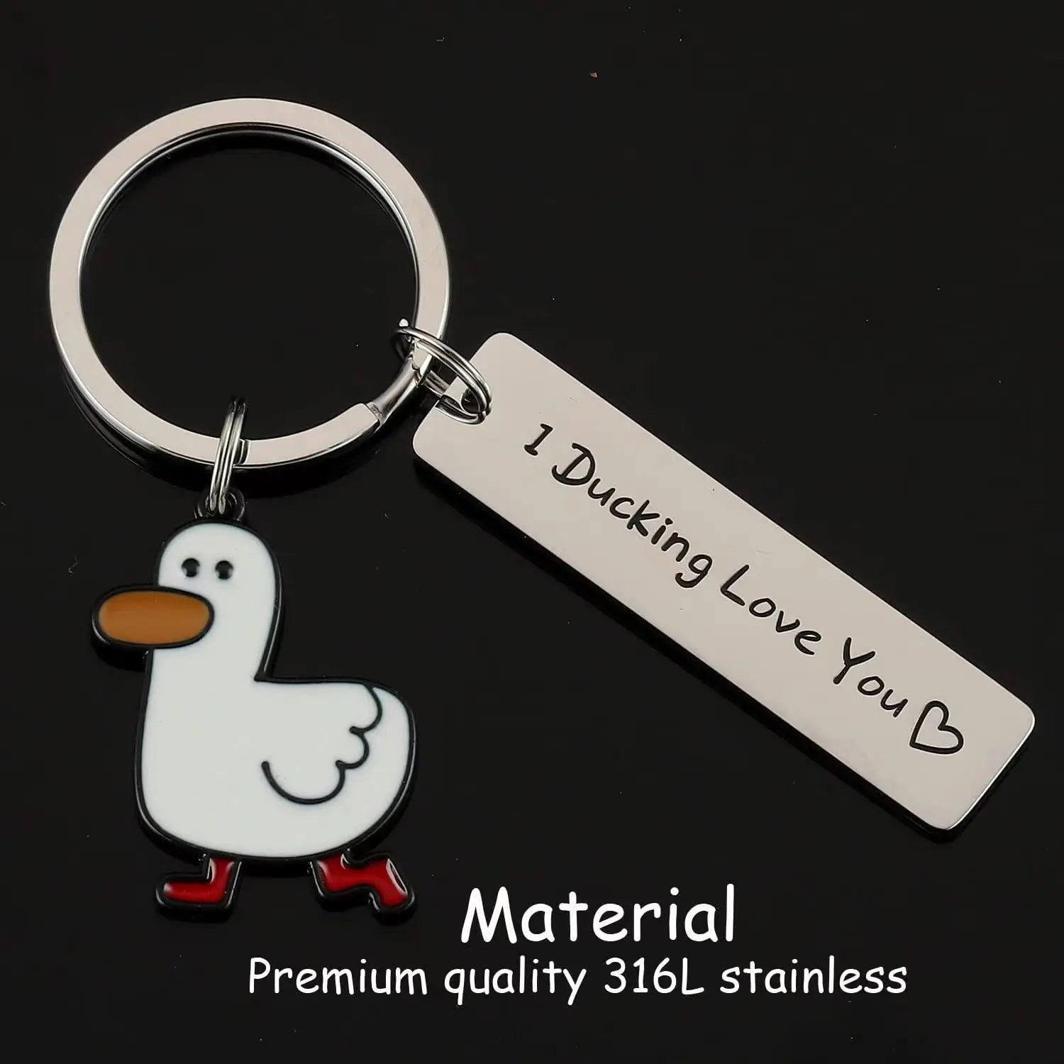 Funny Lover Gift I Ducking Love You Cute Duck Pun Keychain Couples Jewelry Valentine’s Day Gift for Boyfriend Girlfriend