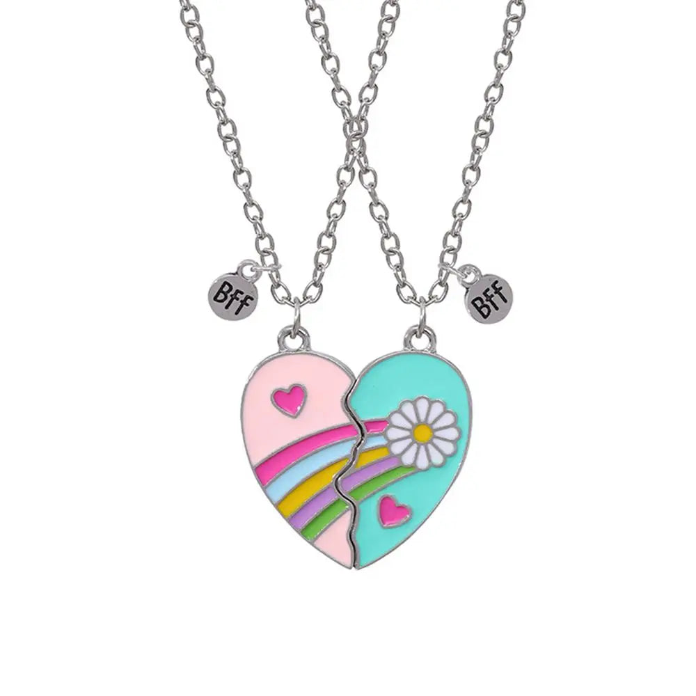 2pcs/Set Heart BFF Necklace for Women Adjustable Chain Magnet DIY Heart Butterfly Friendship Collar Best Friends Jewelry Gifts