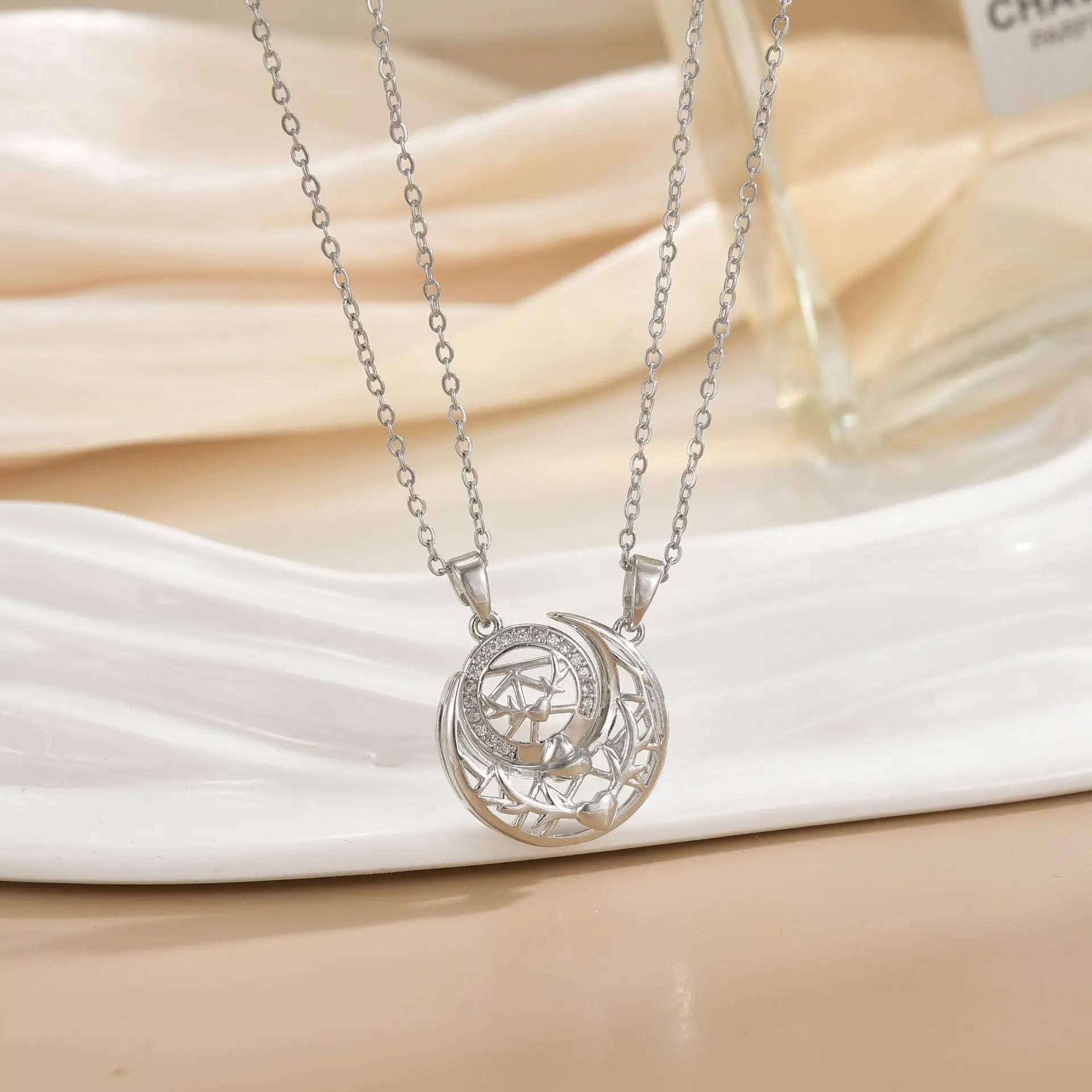 Couples Magnetic Necklaces Sun and Moon Angel Hug Heart Pendant Friendship Matching Necklaces for Birthdays Anniversaries