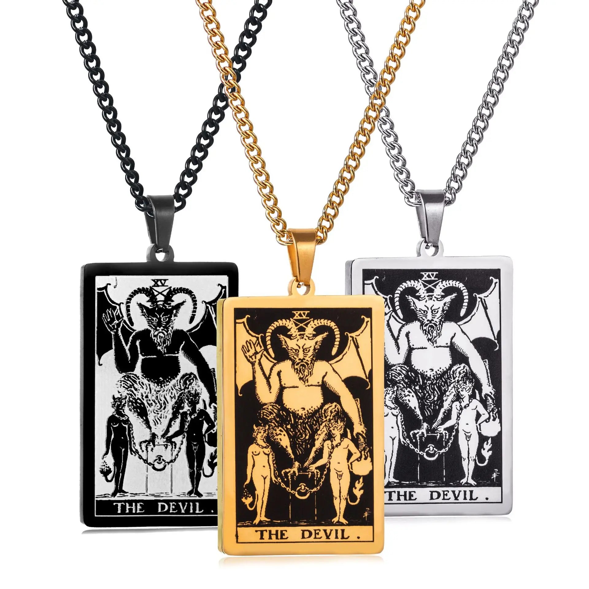 Chain Necklace Stainless Steel 22 Tarot Cards Necklace  Personality Pendant Neck Jewelry for Men/Woman Newest Design Wholesale