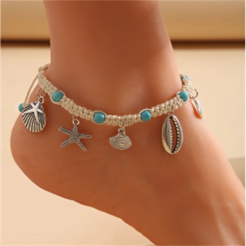 Bohemian Gold Siilver Color Butterfly Anklets For Women Fashion Beads Anklet Summer Beach Ankle Bracelet Foot Chain Jewelry